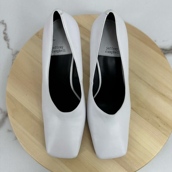 Jeffrey Campbell Women's Shoes Natalya Square Toe Pumps Size 10 White Minimalist - Picture 12 of 13